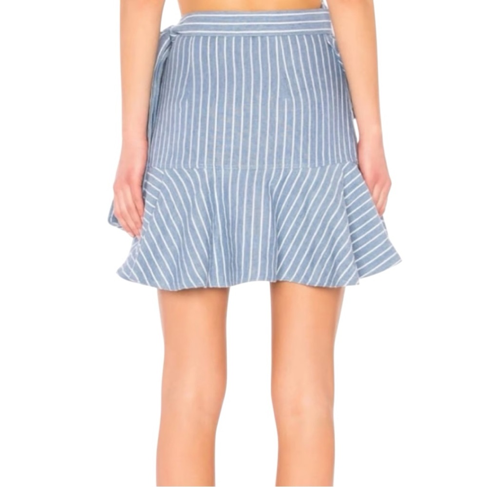 Alexis Anvivi Wrap Light Blue Striped Tie Side Mini Skirt Size XS EUC - Picture 5 of 9